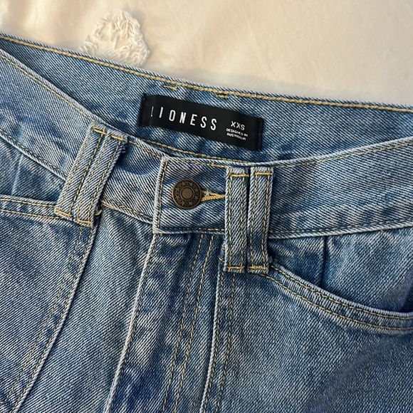 Princess Polly lioness Stacy cargo jeans denim blue XXS high rise waist - Picture 6 of 6